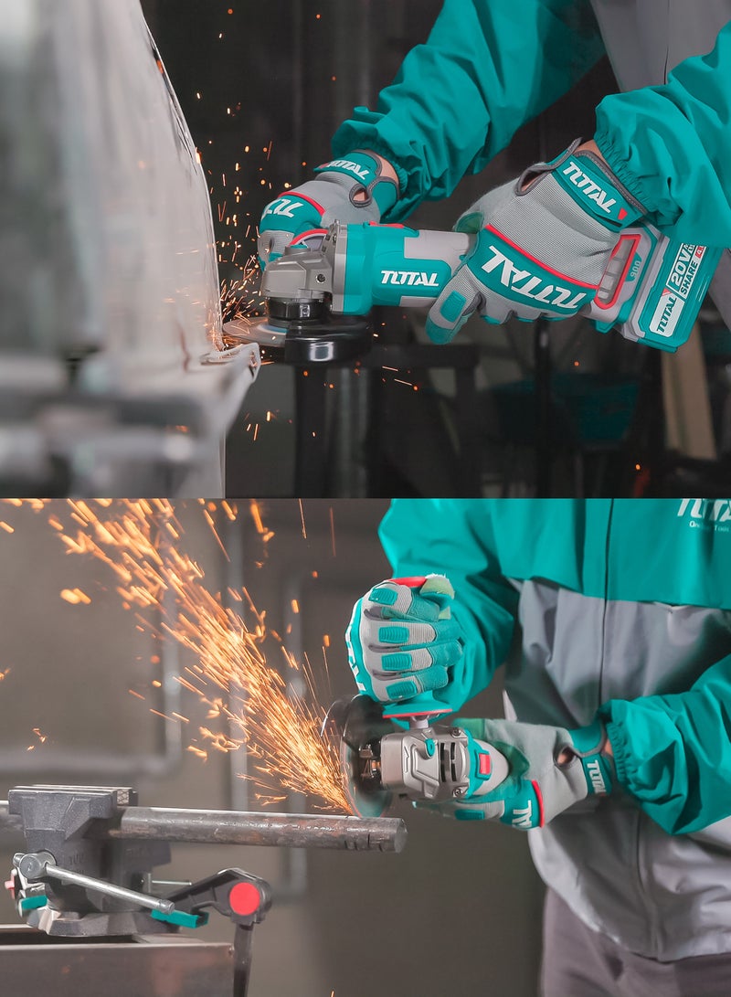 TOTAL 20V Cordless Angle Grinder, Brushless Motor, 900W Max Power, 115mm Disc, 3-Speed 3000/6000/9000rpm, with 2x4.0Ah Batteries, Charger, 5 Cutting Discs, Carrying Case - Image 2